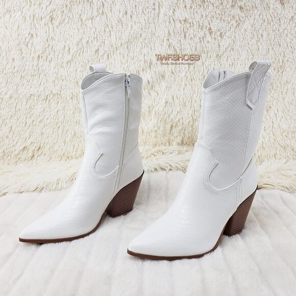 White Western Cowboy Cowgirl Ankle Boots Slayer - Picture 15 of 15